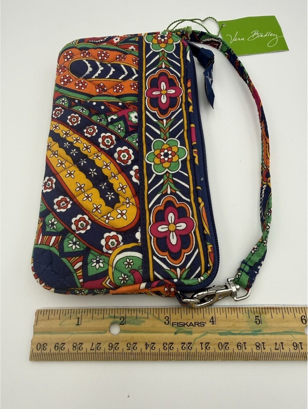 NWT Vera Bradley Venetian Navy Paisley Gusseted Style Navy Multicolor Wristlet - Picture 2 of 5